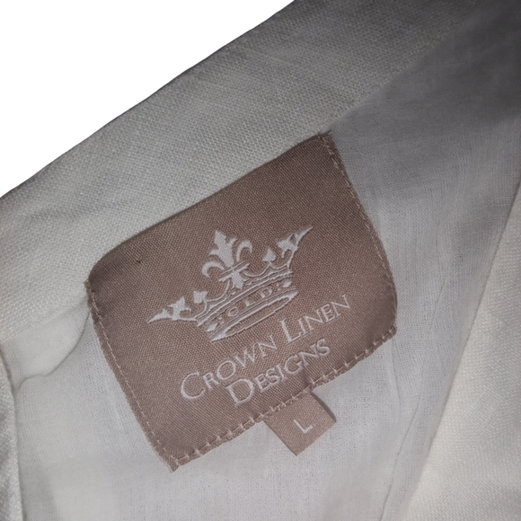 Crown Linen Women's Tawni Frayed Hem White Midi Dress Casual Minimalist Large - Picture 5 of 7